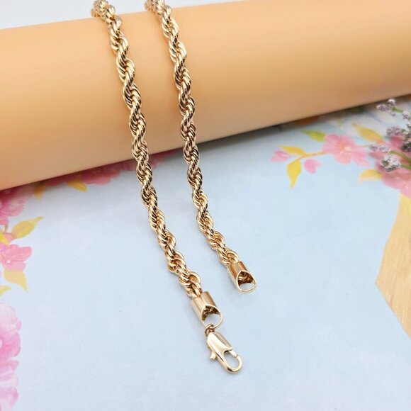 "Bold Rope Style Rose Gold Necklace for Men & Women, 19.7 Inch Length, XPNL0082 - Picture 8 of 12